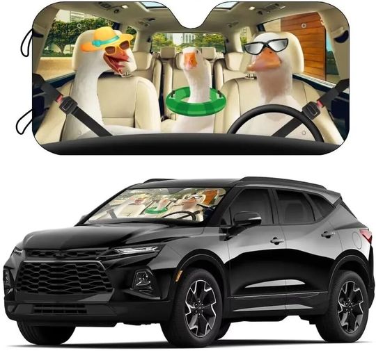 Discover Goose Car Windshield Sun Shade Front Window Funny Goose Driver Sunshade