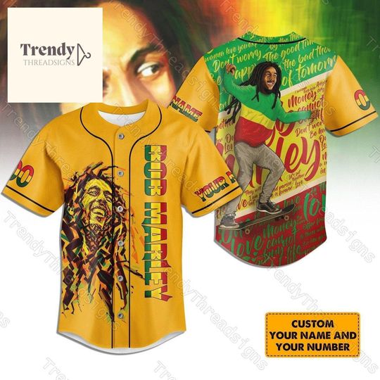 Custom Bob Marley Baseball Jersey, Bob Marley One Love Baseball Shirt