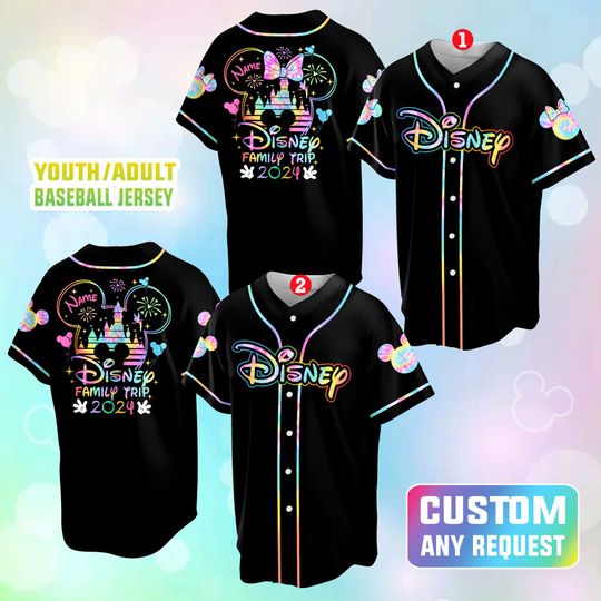 Personalized Tie Dye Disney Family Trip 2024 Baseball Jersey