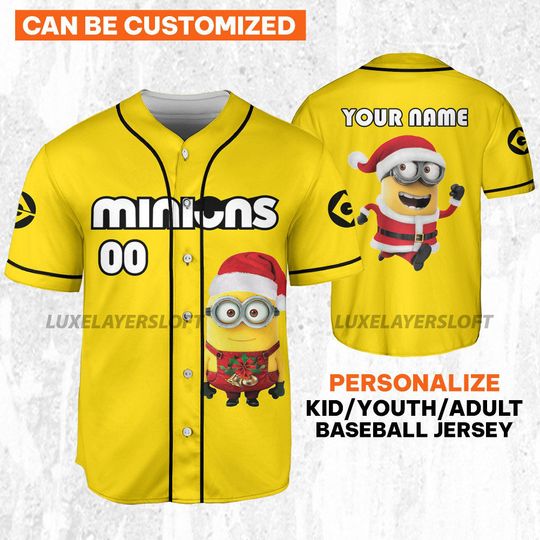 Discover Minions Vintage Minions Christmas Yellow Baseball Jersey,Custom Name Jersey,Family Vacation Shirt