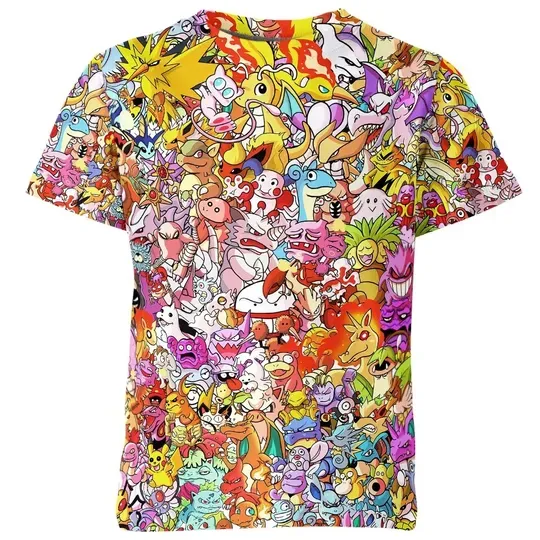 2024 Summer New 3D Print PKM series Cartoon Men Women T Shirt