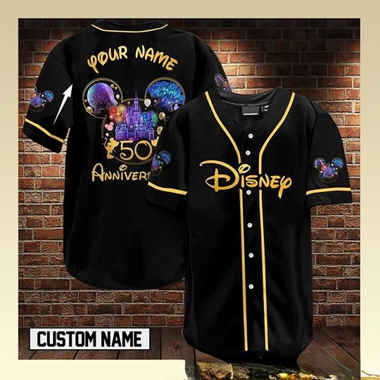 Discover Mickey Mouse Disneyland 50th Anniversary Walt Disney World Baseball Jersey