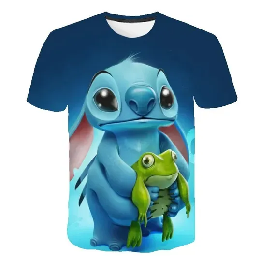 Children Stitch T-shirts Boys Girls Cartoon Fashion Tops Tees