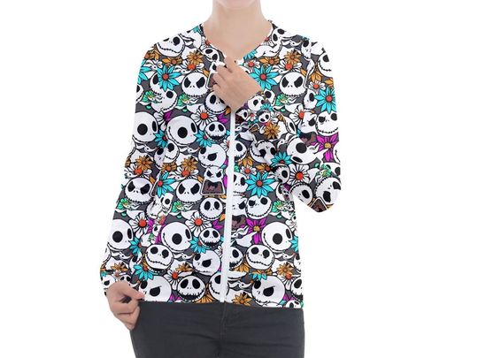 Jack Skellington Zip-up Jacket | Jack Skellington Jacket | Disney Nurse Jacket