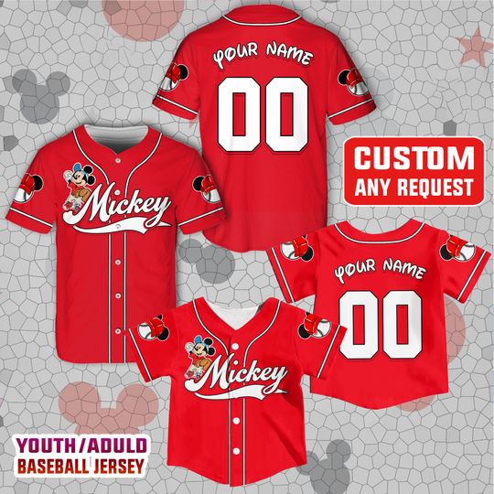 Discover Personalized Mickey Baseball Jersey, Custom Name Disney Family Vacation Baseball Jersey