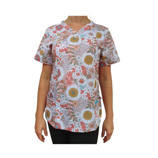 Discover FLOWERS SCRUB TOP for Dentists, vets, Nurses