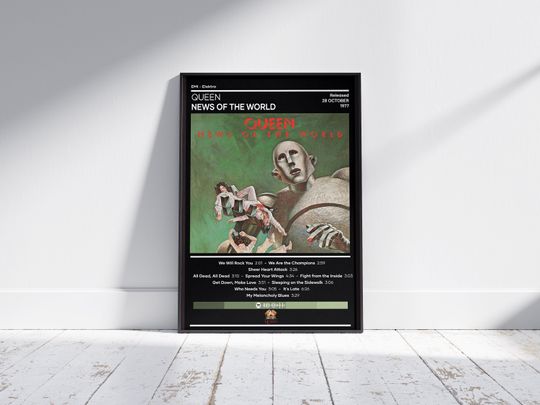 Discover Queen Poster | News of the World Poster | Rock Music Poster | Album Cover Poster