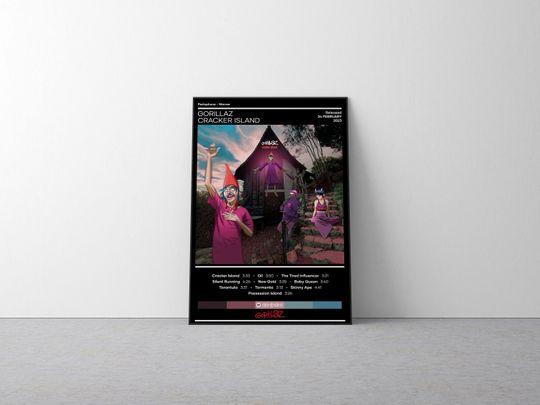 Gorillaz Poster | Cracker Island Poster | Rock Music Poster | Album Cover Poster
