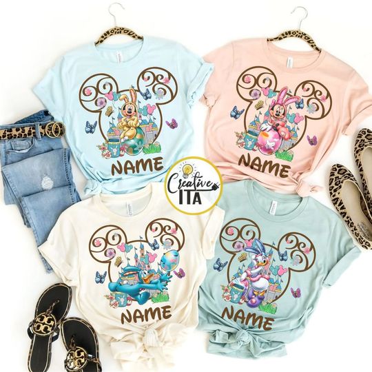 Personalized Disney Easter Shirt, Mickey and Friends Easter Bunny Eggs Gift