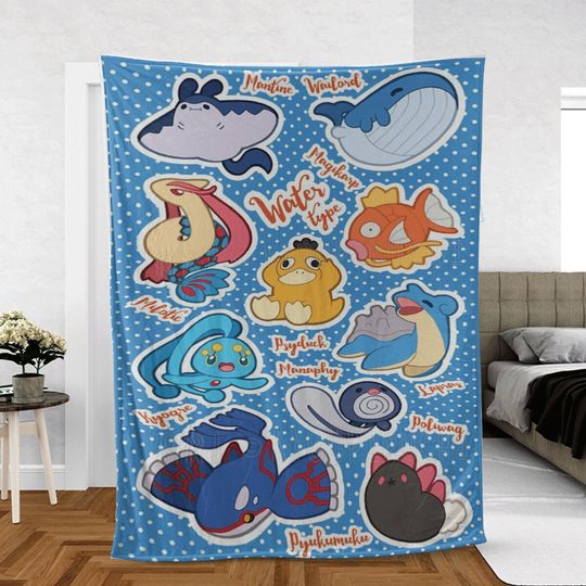 Water PKM Sticker 26 Lover Sherpa Fleece Blanket