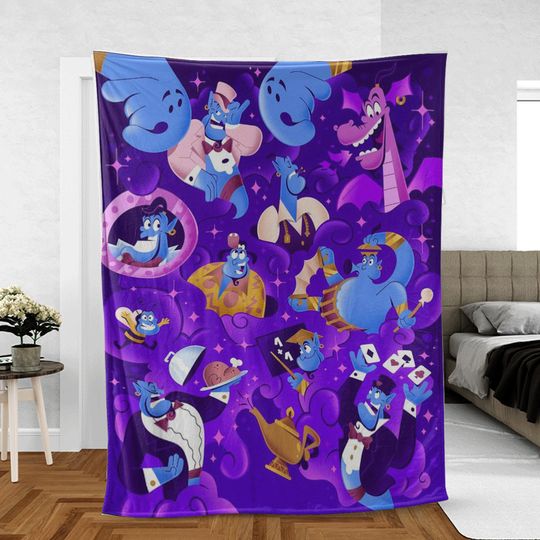 Genie Aladdin We Wish You Aladdin One Thousand and One Nights Sherpa Fleece Blanket