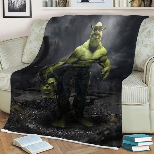 Hulk Shrek Sherpa Fleece Blanket