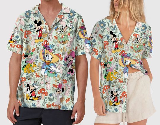 Mickey and Friends Easter Hawaiian Shirt, Disney Easter Hawaiian Shirt