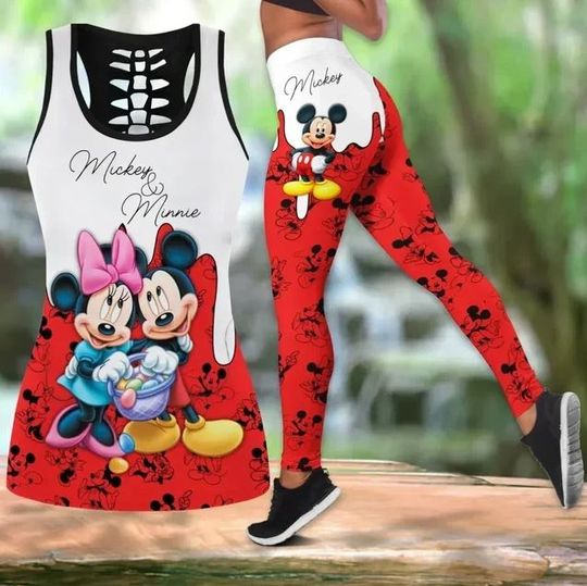 Discover Mickey And Minnie Disney Hollow Tank Top Legging Set, Disney Hollow Tank Top, Disney Leggings