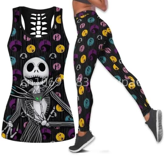 The Nightmare Before Christmas Jack Skellington Disney Hollow Tank Top Legging Set, Disney Hollow Tank Top, Disney Leggings