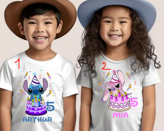 Stitch Birthday Boy Shirt, Stitch and Angel Birthday Shirt, Angel and Stitch Birthday Shirt, Disney Stitch Birthday Party Shirts