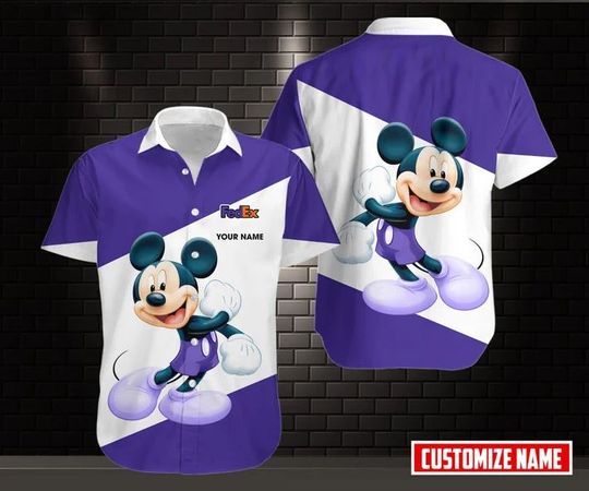 Personalized Disney Mickey Mouse FedEx Hawaiian Shirt, FedEx Ground Aloha Shirt