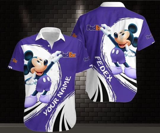 Personalized Disney Mickey Mouse FedEx Hawaiian Shirt, FedEx Ground Aloha Shirt