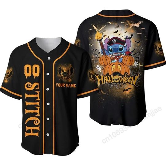Discover Personalized Stitch Halloween Disney Baseball Jersey, Disney Jersey