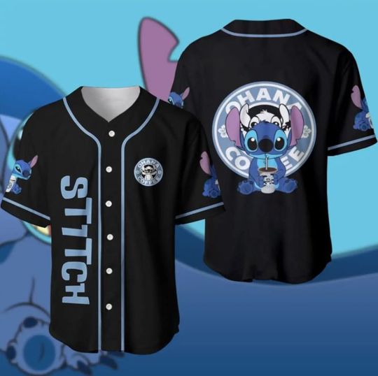 Discover Coffee Stitch Disney Baseball Jersey, Disney Jersey