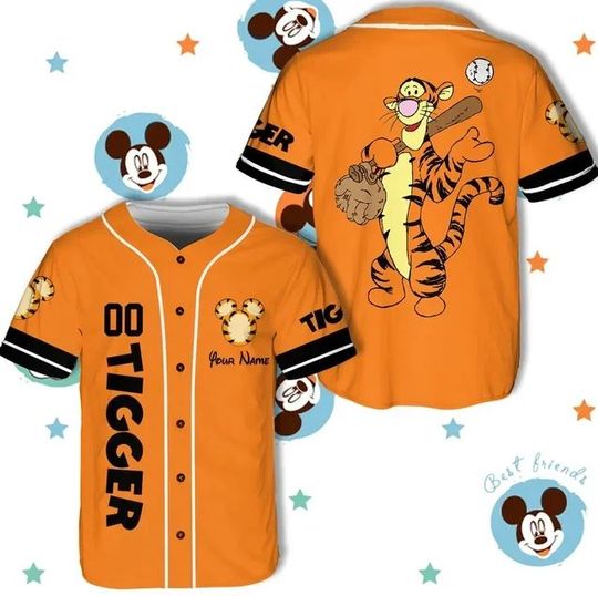 Discover Personalized Winnie The Pooh Tigger Disney Baseball Jersey, Disney Jersey
