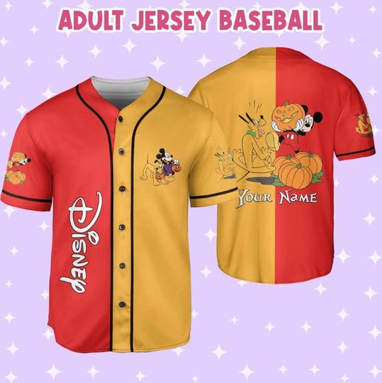 Discover Personalized Mickey And Pluto Halloween Disney Baseball Jersey, Disney Jersey