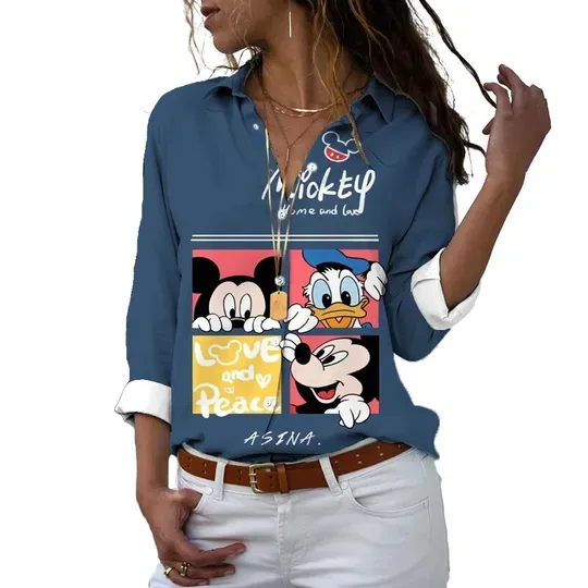 Donald Duck Mickey Minnie Animation 2024 Spring Women's Casual Shirt