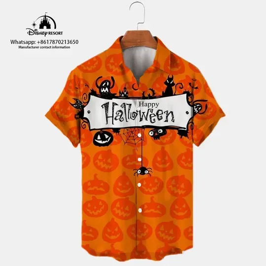 Discover Horror Halloween Pumpkin Head  Mickey Pattern Hawaiian Shirt
