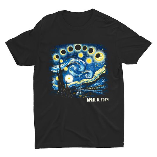 Discover Van Gogh Total Solar Eclipse 2024 Shirt, Celestial Shirt, April 8th 2024 Shirt