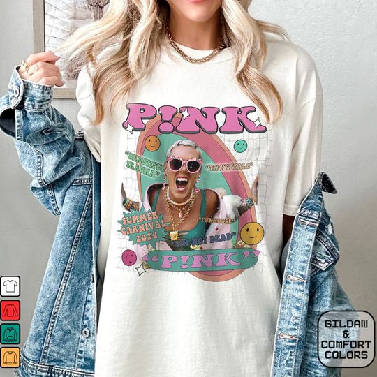 Discover Pink Singer Summer Carnival 2024 Tour Shirt, Trustfall Album Shirt