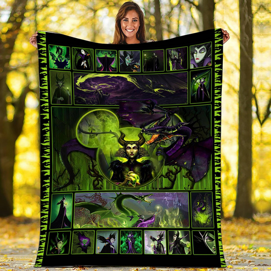 Maleficent Sleeping Beauty Witch Mickey Head Villians Disney Blanket