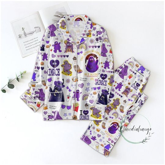 Discover Grimace Pajamas Set, Grimace Mcdonalds Pajamas Set