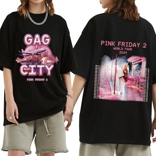 Discover Nicki Minaj T Shirt Gag City Pink Friday 2 World Tour 2024 T-shirts