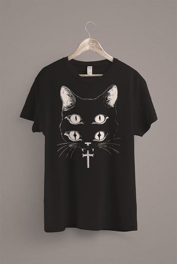 Discover Crust Punk Cat T-Shirt, Black Metal