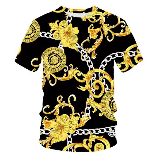 3D Baroque Print Luxury Men Women T-Shirt