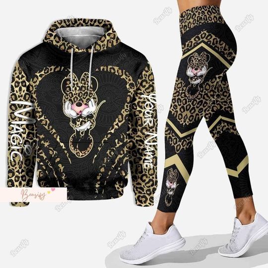Leopard Minnie Hoodie/Leggings, Personalized Minnie Hoodie, Minnie Mouse Hoodie, Disney Minnie Leggings