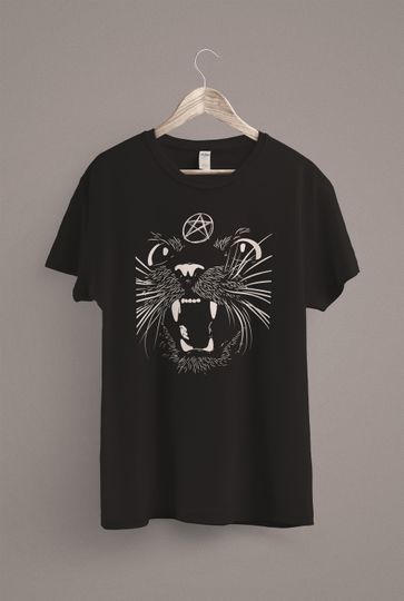 Black Sassy Cat T-Shirt, Witchy Witch Shirt, Creepy Cute Shirt