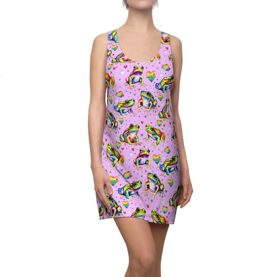 Discover Rainbow Frogs Women's Cut & Sew Racerback Dress