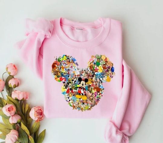 Mickey Mouse Sweatshirt, Mickey Head Multi Character, Disney Sweater, Disneyland Shirt
