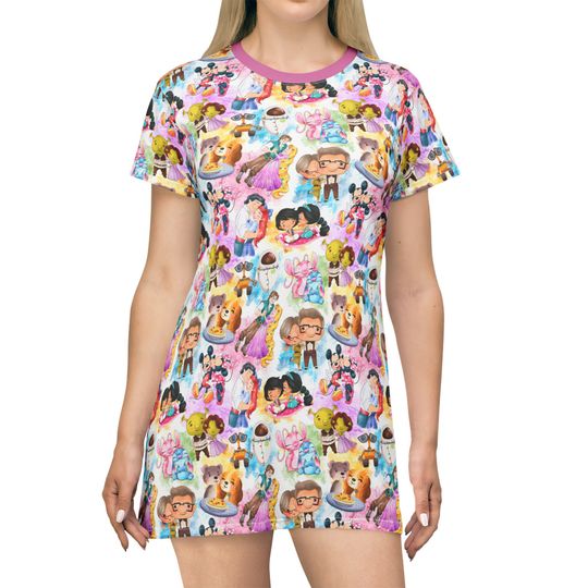 Discover Disney Couples Disney T-Shirt Dress, Cartoon Women's T-Shirt Dress