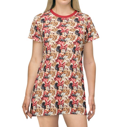 Mickey Mouse Disney T-Shirt Dress, Cartoon Women's T-Shirt Dress