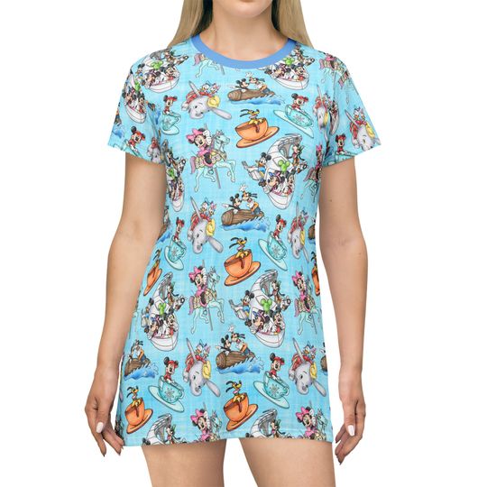 Discover Disney Rides Disney T-Shirt Dress, Cartoon Women's T-Shirt Dress