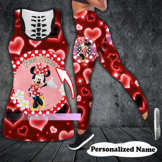 Discover Minnie Heart Tank Top, Personalized Tanktop, Womens Tank Top, Disney Minnie Leggings