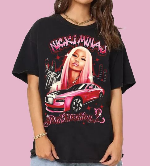 Nicki Minaj Shirt, Pink Friday 2 Airbrush Shirt, Retro Nicki Minaj Tour Shirt