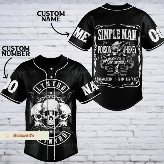 Lynyrd Skynyrd Jersey, Custom , Lynyrd Skynyrd Fan Baseball Jersey