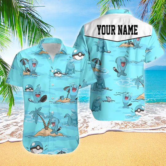 Discover Personalized Blue Doll Aloha Shirt, Pocket Monster Character Hawaii Shirt