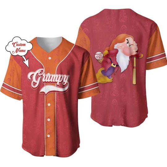 Discover Personalized Grumpy Dwarf Disney Baseball Jersey, Disney Jersey