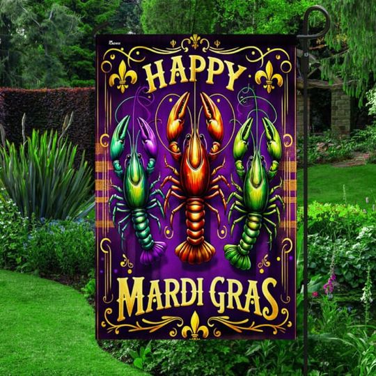 Happy Mardi Gras Garden Flag, Mardi Gras Louisiana Flag