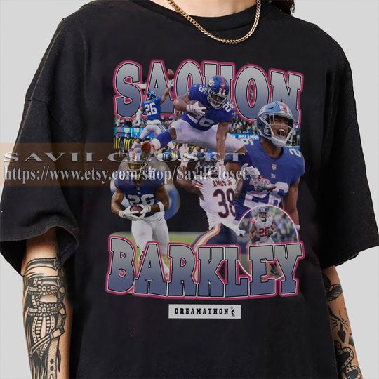 Saquon Barkley Vintage T-Shirt, Bootleg Retro 90's Fans Shirt