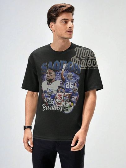 Saquon Barkley Vintage T-Shirt, Bootleg Retro 90's Fans Shirt